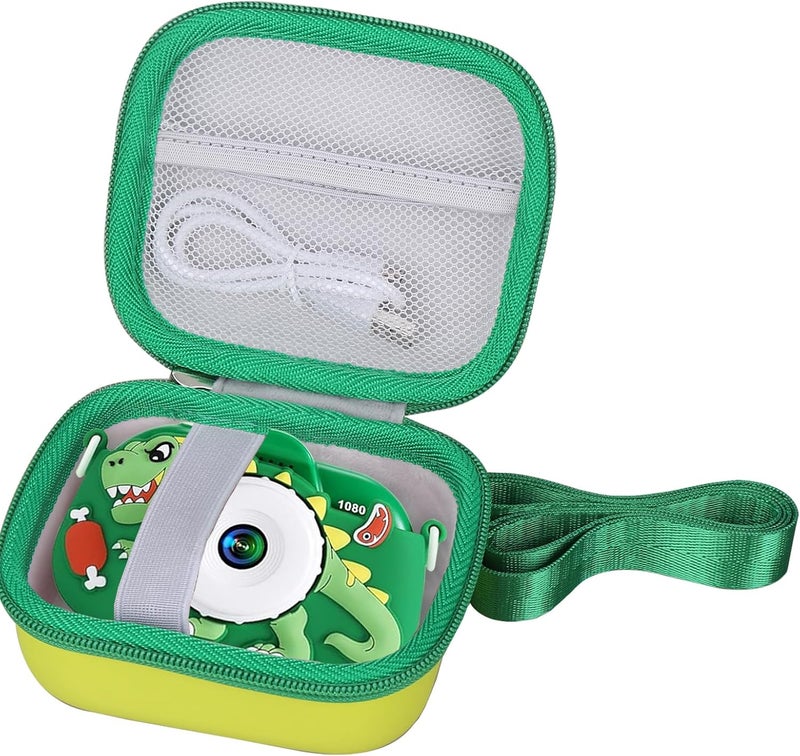 worfty Kids Camera Case Compatible with YEEHAO/Goopow/Hangrui/Masterbee/OUTUVAS/GKTZ Digital Video Camera Toys Camcorder Storage Holder Carrying - Green Dinosaur(Case Only) (Green dinosaur) - Image 5